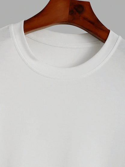 Trendy new long-sleeved t-shirt men's simple printed round neck T-shirt trend versatile casual tops men's T-shirt