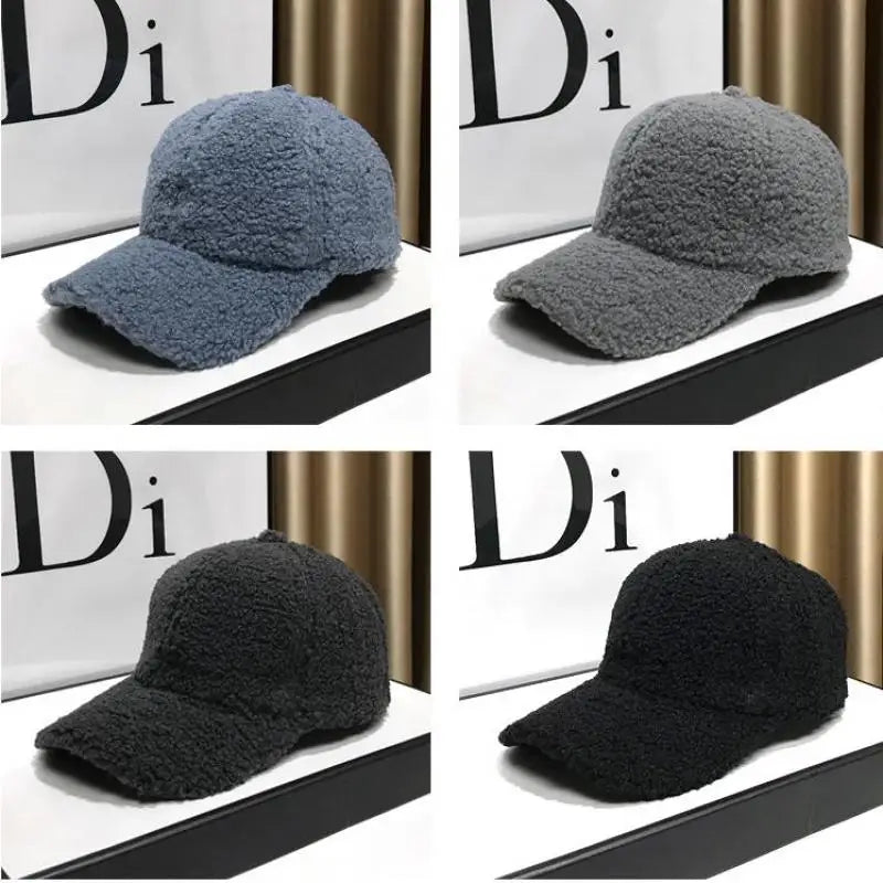 Winter Hats For Women Baseball Caps Plush Thickened Warm Baseball Cap Female Casual Solid Color Fashion Design Outdoor