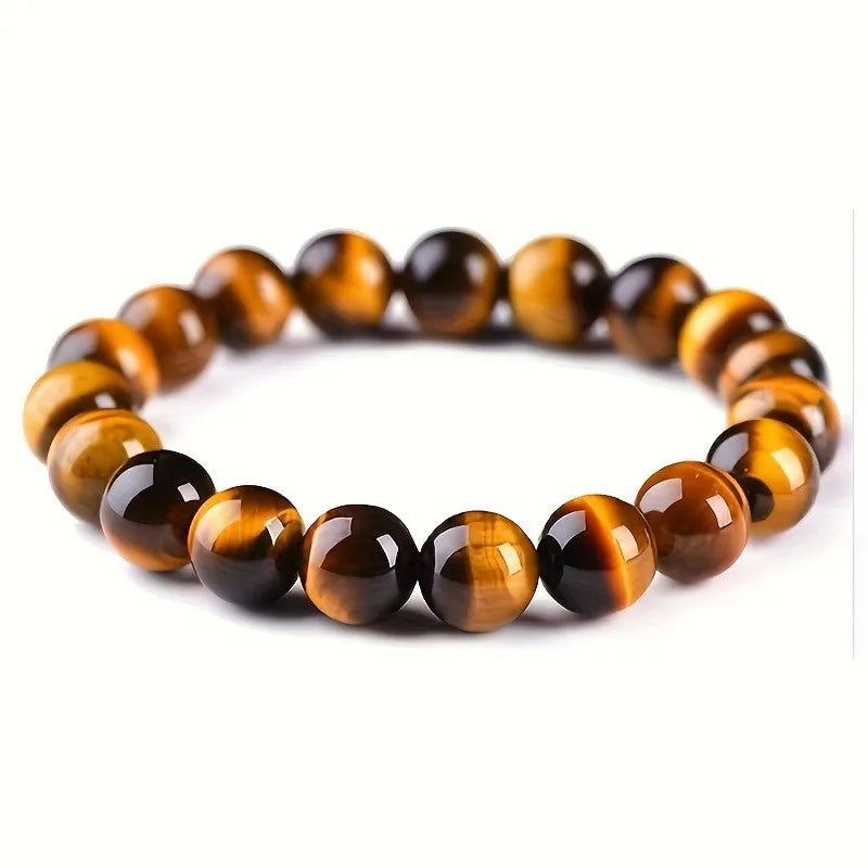 Fashion Tiger Eye Bracelet For Man Women Natural Stone Elastic Bracelet Female Male Glass Beaded Bracelet Heal Jewelry