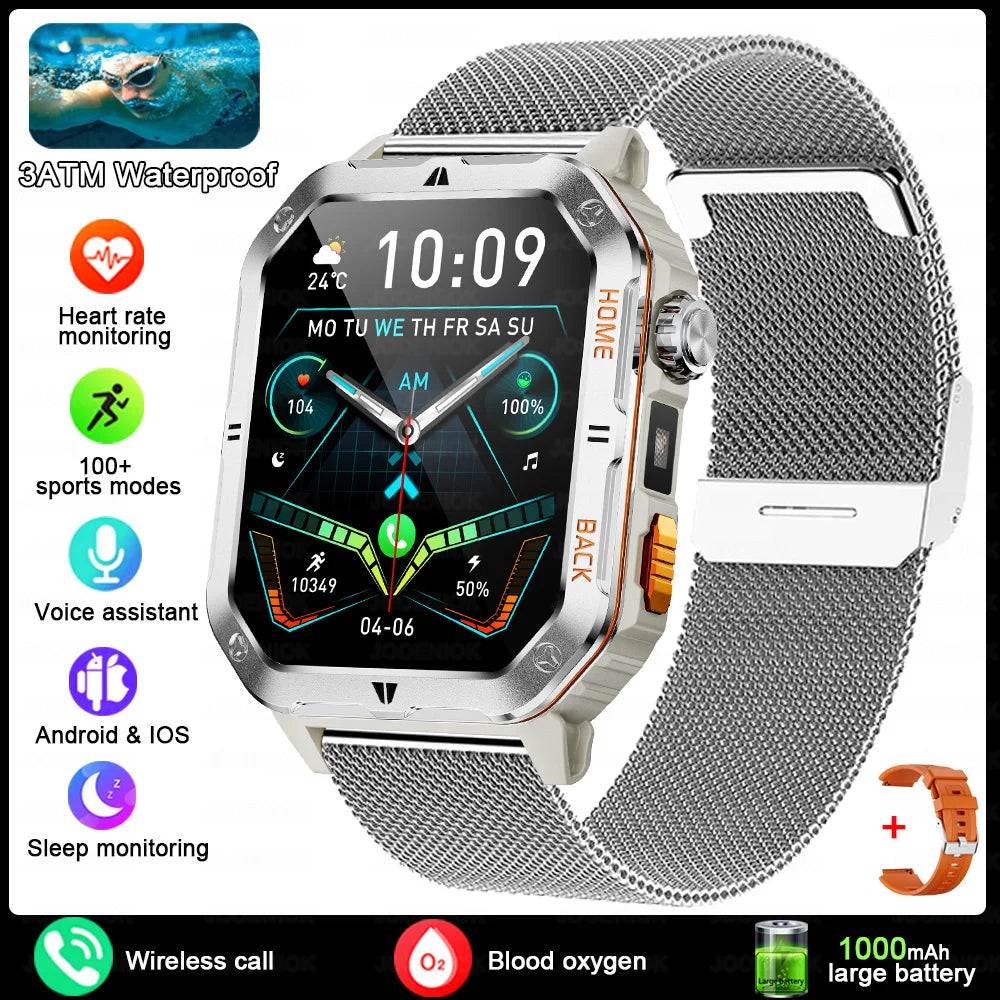 New 1000mAh Battery Outdoor Sports Smart Watch 2.01 inch HD Screen LED Flashlight Bluetooth Talking SmartWatches For Men Women