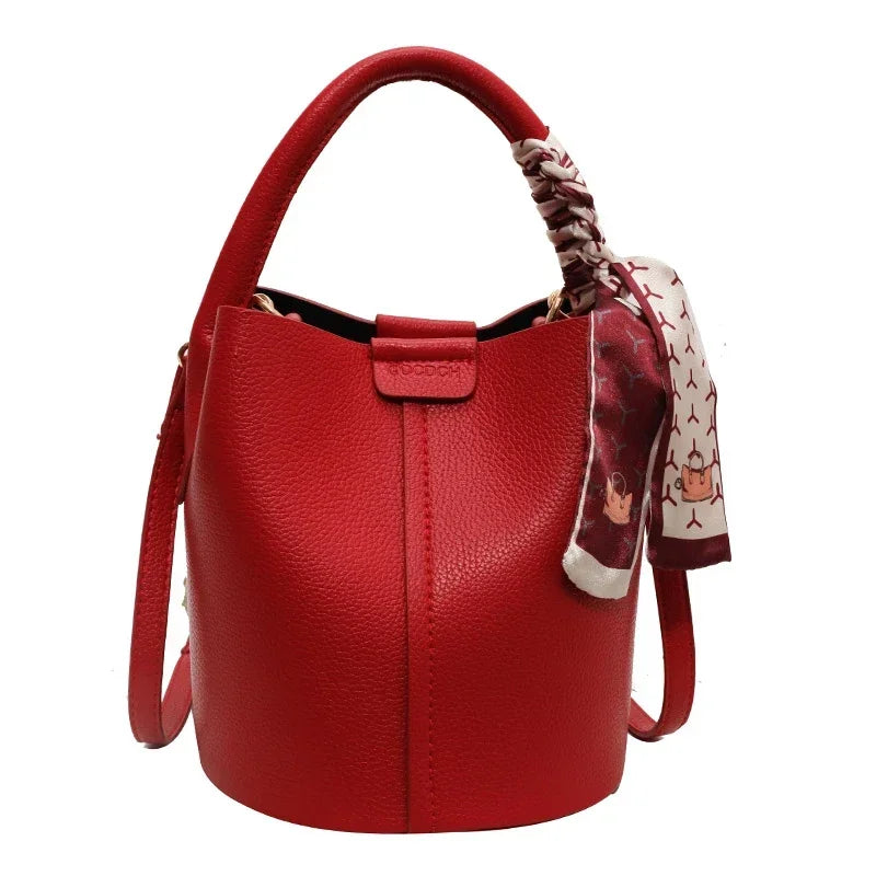 Simplicity High-end Women's Crossbody Bag PU Material Versatile Bucket Bag Fashion Handbag Commuting