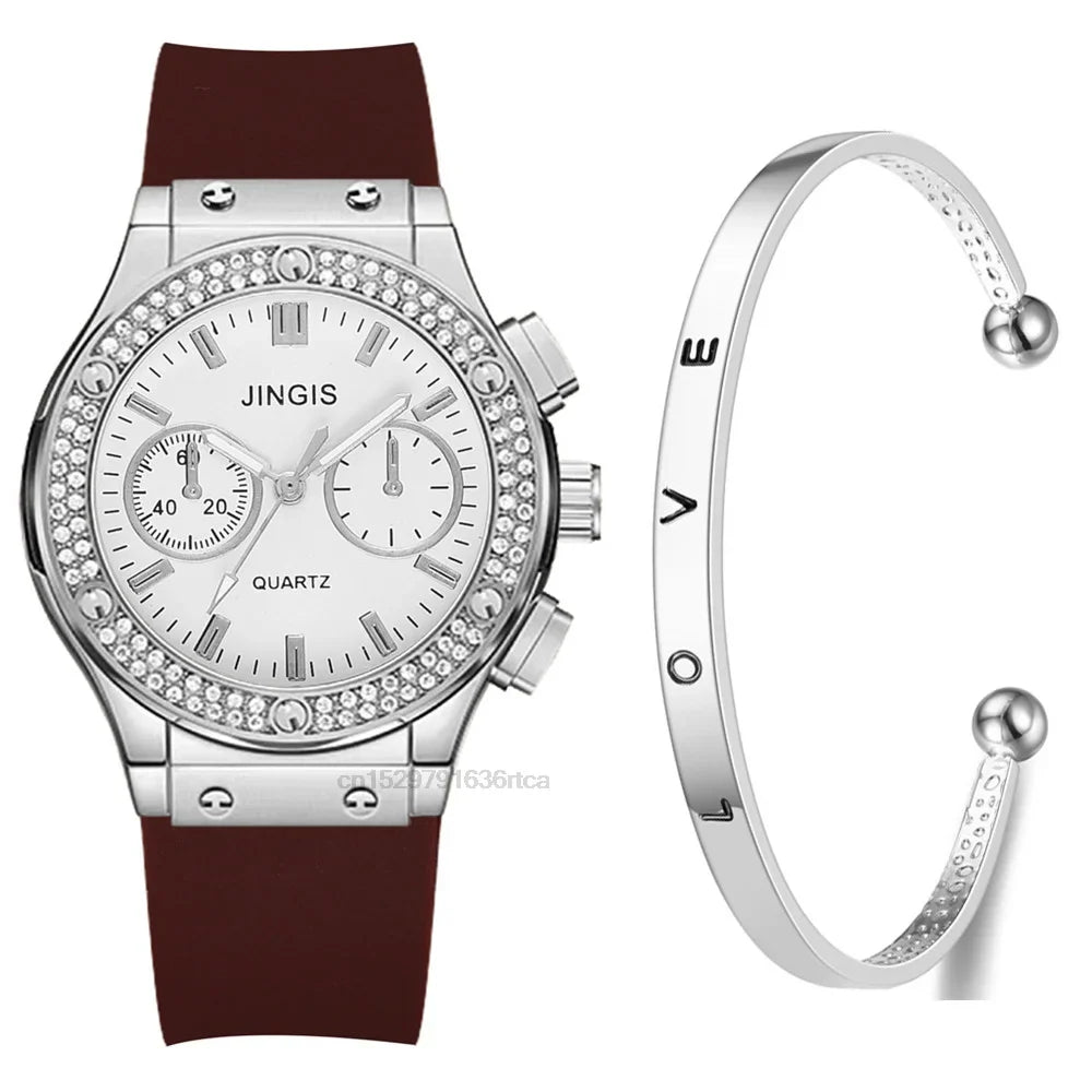 Fashion 2025 Rubber Women Watches Luxurious Brand Casual Diamond Female Quartz Wristwatches Simple Sport Clock Relogio Feminino