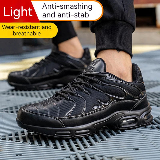 Steel Toe Shoes for Men Indestructible Work Shoes Lightweight Non Slip Safety Shoes Air Shock Sneakers Construction Work Shoes