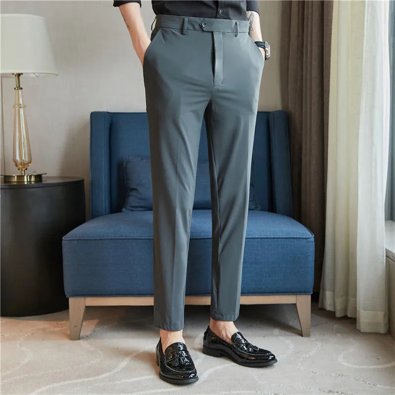 Men Pants Summer Thin Fashion Casual Suit Pants Men's Business Formal Straight