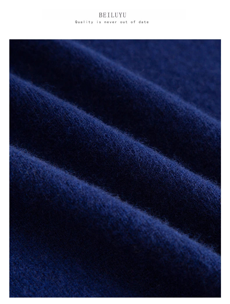 Fashion Men's 100% Wool Pullover Half-high Collar Sweater Autumn Winter Warm Top