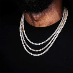 Hip Hop Jewelry Cubic Zirconia Iced Out Tennis Chain Iced Out 18k Gold Plated Bling