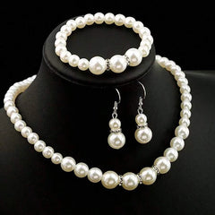 Pearl Jewelry Set Simulated Pearl Double Layer Luxury Earrings Necklace Wedding