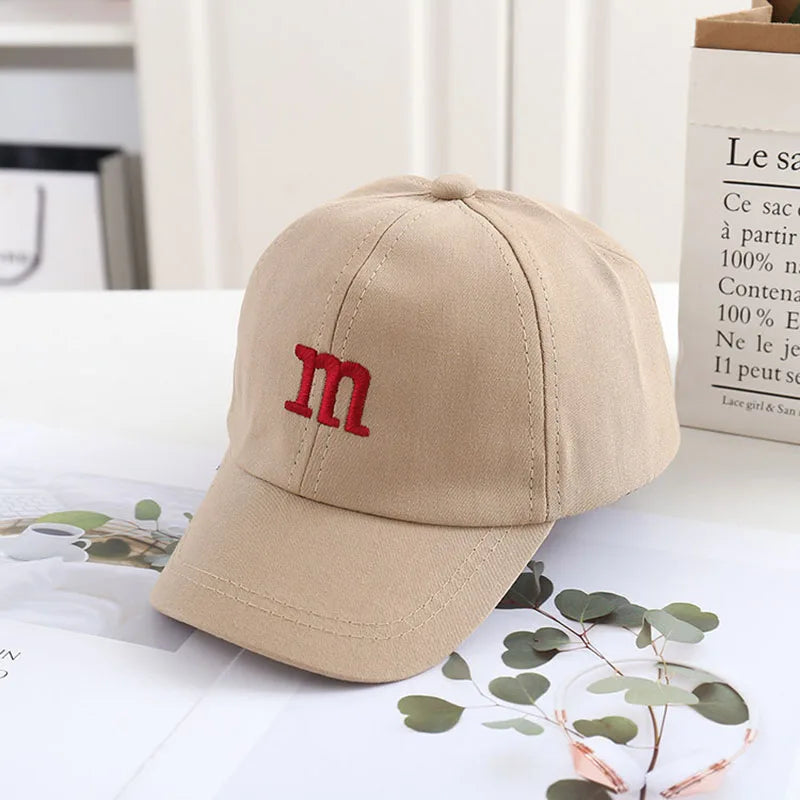 Kids Baseball Cap Children's Hat for Lovely Baby Cotton Breathable Kids Hats Girl Boy Caps M Letter Embroidered Hat for Boy