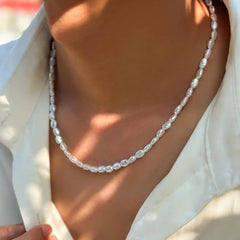 Simple Imitation Pearl Necklace for Women Man Teens Fashion Punk Hip Hop Choker