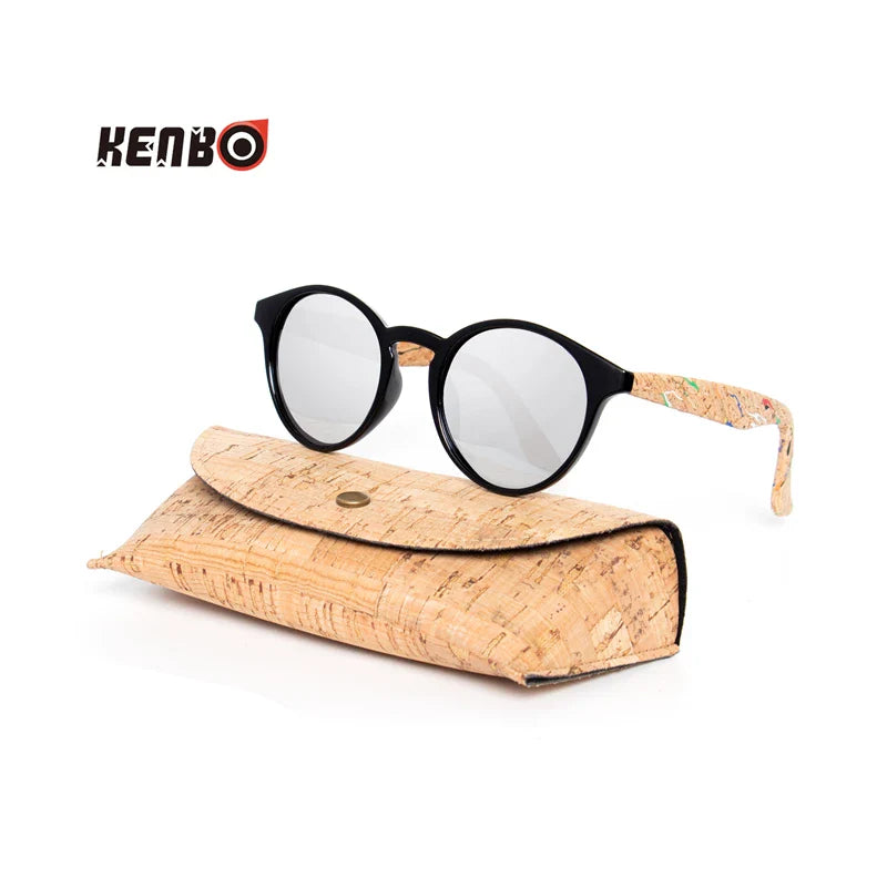 Kenbo High Quality Round Wood Bamboo Grain Polarized Sunglasses With Case Fashion Women Man Shades Wooden Sunglasses