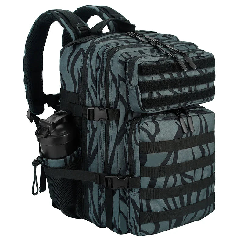 LHI 45L Tactical Backpack for Men and Women Large Athlete Gym Bag Outdoor Sports Hiking Survival Rucksack with Bottle Holder