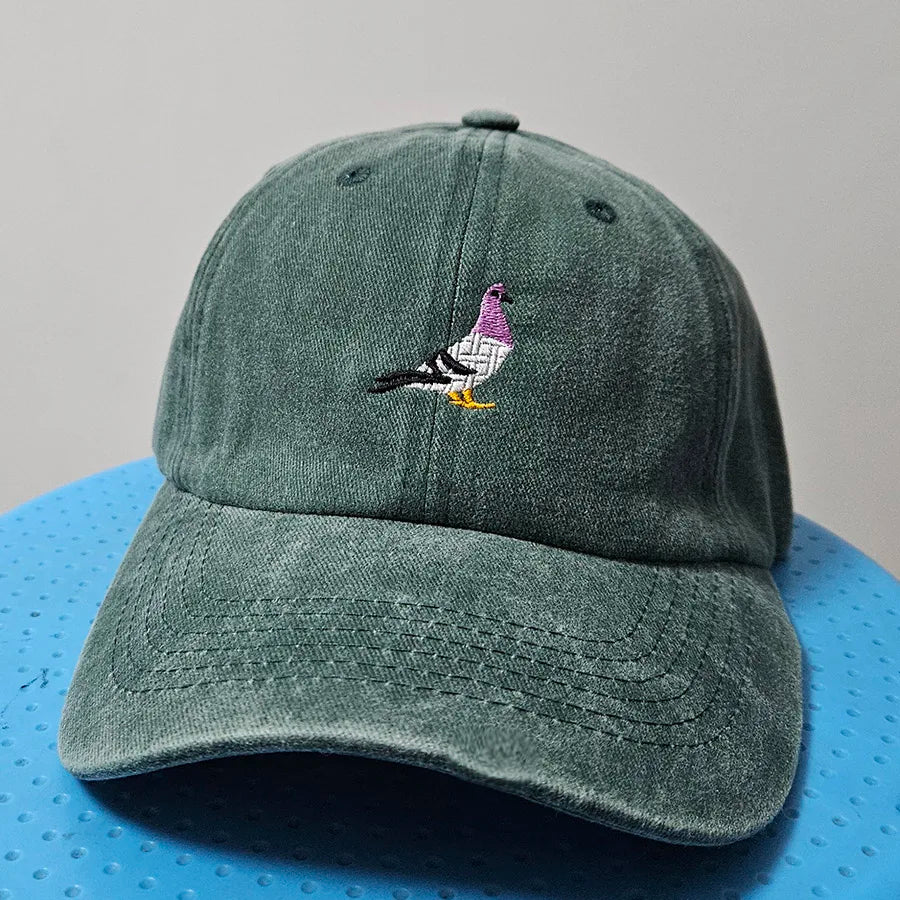 Embroidery Pigeon Design Spring vintage Baseball caps Men Women Water Washed Sunscreen Sun Hat Sports Fishing Sunshade Dad Hat