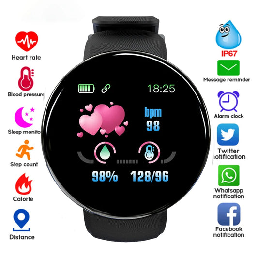 Smart Watch Men Women Smart Bracelet LED D18 Smartwatch Waterproof Smart Touch