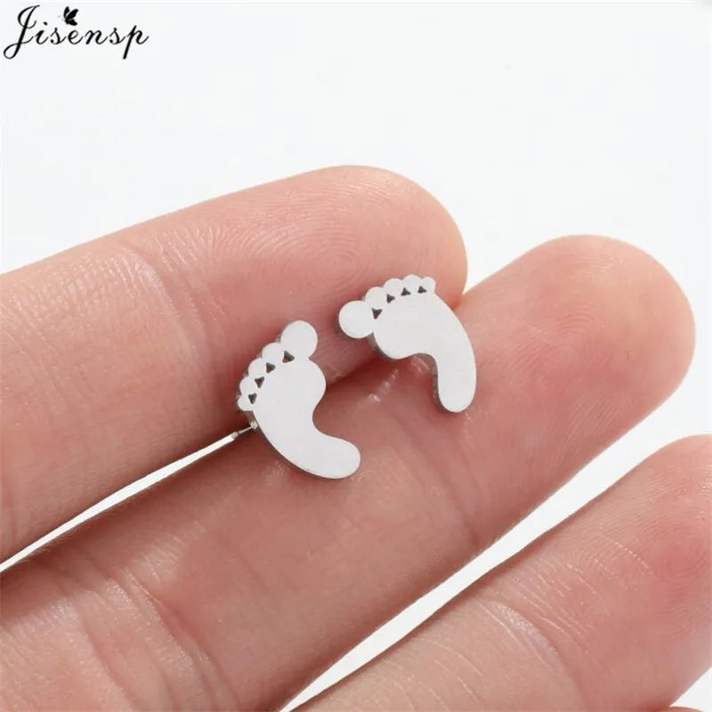 Mini Stainless Steel Earings Fashion Jewelry Cute Heart Music Leaf Bunny Sun Stud Earrings for Women Lion Ear Studs Pendientes