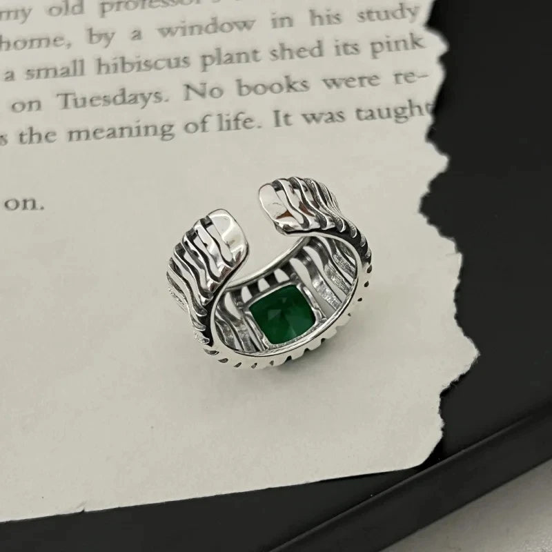 925 Sterling Silver Rings Party Jewelry Vintage Charm Double Layer