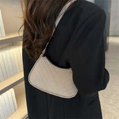 Brand Women Retro Underarm Bag Felt Solid Color Shoulder Bag Casual Purse