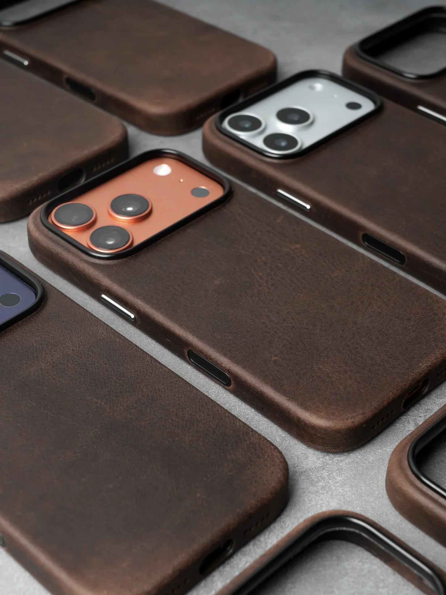 Magnetic Genuine Leather Case for iPhone 17 16 Pro Max 15 14 Compatible with MagSafe Nature Cowhide Retro Phone Cover