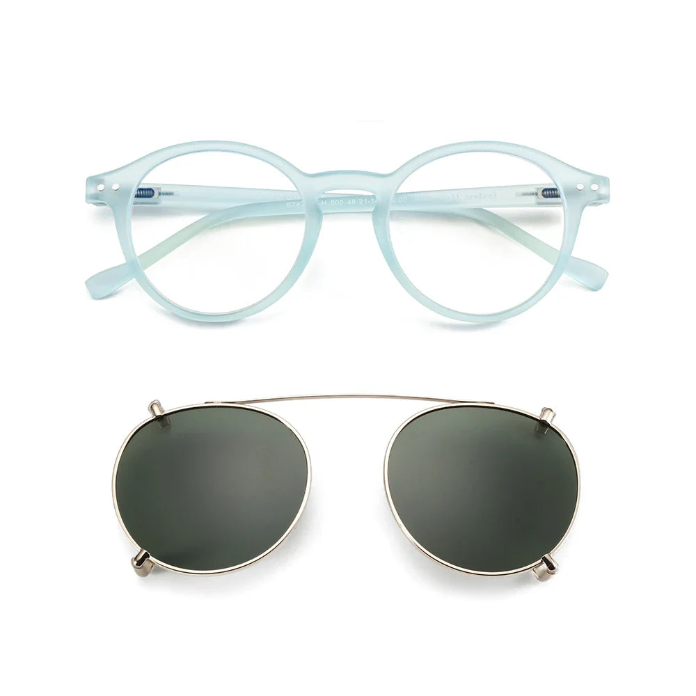 ZENOTTIC Steampunk Style Glasses (Anti Blue Light Blocking Eyewear) + Clip Lenses（Polarized Sunglasses Clips）for Women Men