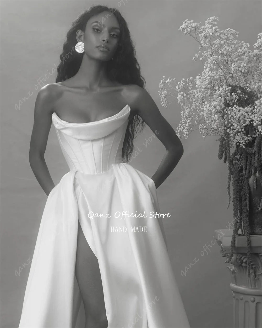 White Bridesmaid Dresses: Wedding Gown Strapless Mermaid Pleat Wedding Dress