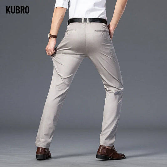 Men's Spring Autumn Fashion Business Casual Long Pants Suit Pants Male Elastic