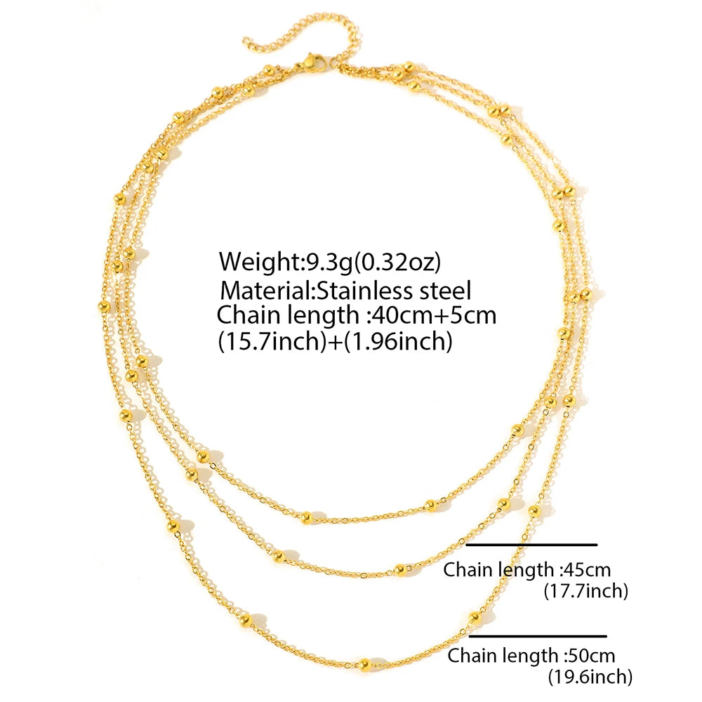 Stainless Steel Necklace High-end Atmosphere Delicate Beads Multi-Layers Chain
