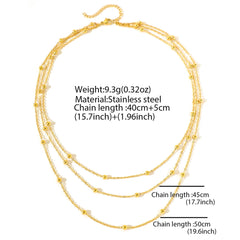 Stainless Steel Necklace High-end Atmosphere Delicate Beads Multi-Layers Chain