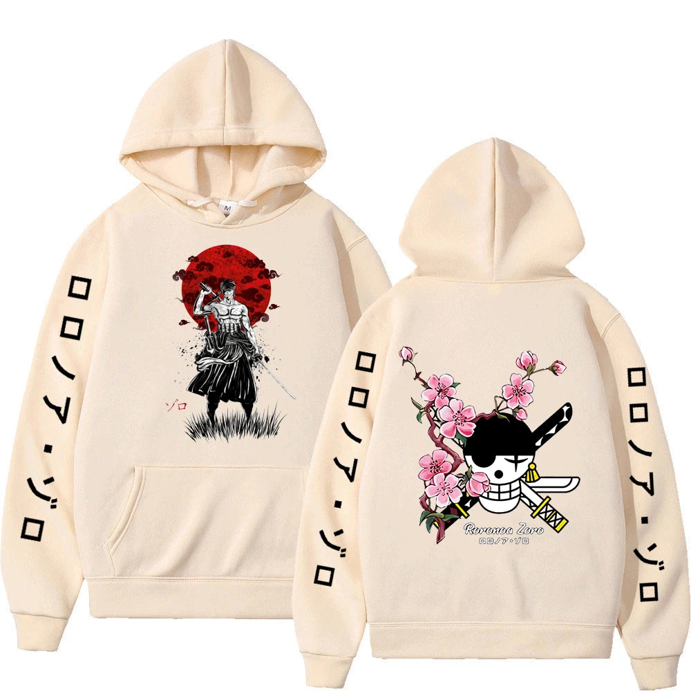 Japanese Anime One Piece Luffy Roronoa Zoro Sanji Harajuku Hoodies Men's Women