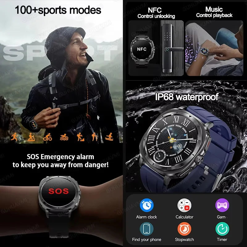 2025 Fashion New Expert level Health Smart Watch Men ECG+PPG Laser Monitor Uric Acid Blood Fat Blood Pressure NFC HD Call Watch