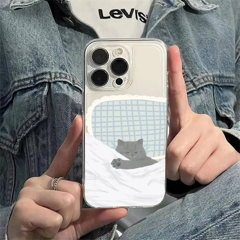 Dog Cat Couple Phone Case For iPhone 16E 17 16 15 11 12 14 13 Pro Max Air XS XR 7 8Plus SE2 Cute Cartoon Animal Shockproof Cover