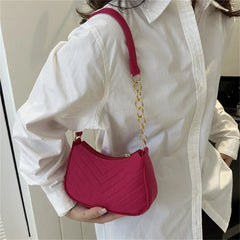 9 Colors Casual Female Men Tote Bag Mini Solid Color Shoulder Pouch Felt Chain