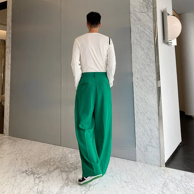 Men's Straight Loose Casual Wide Leg Suit Pant Male Chic Fashion Streetwear Vintage