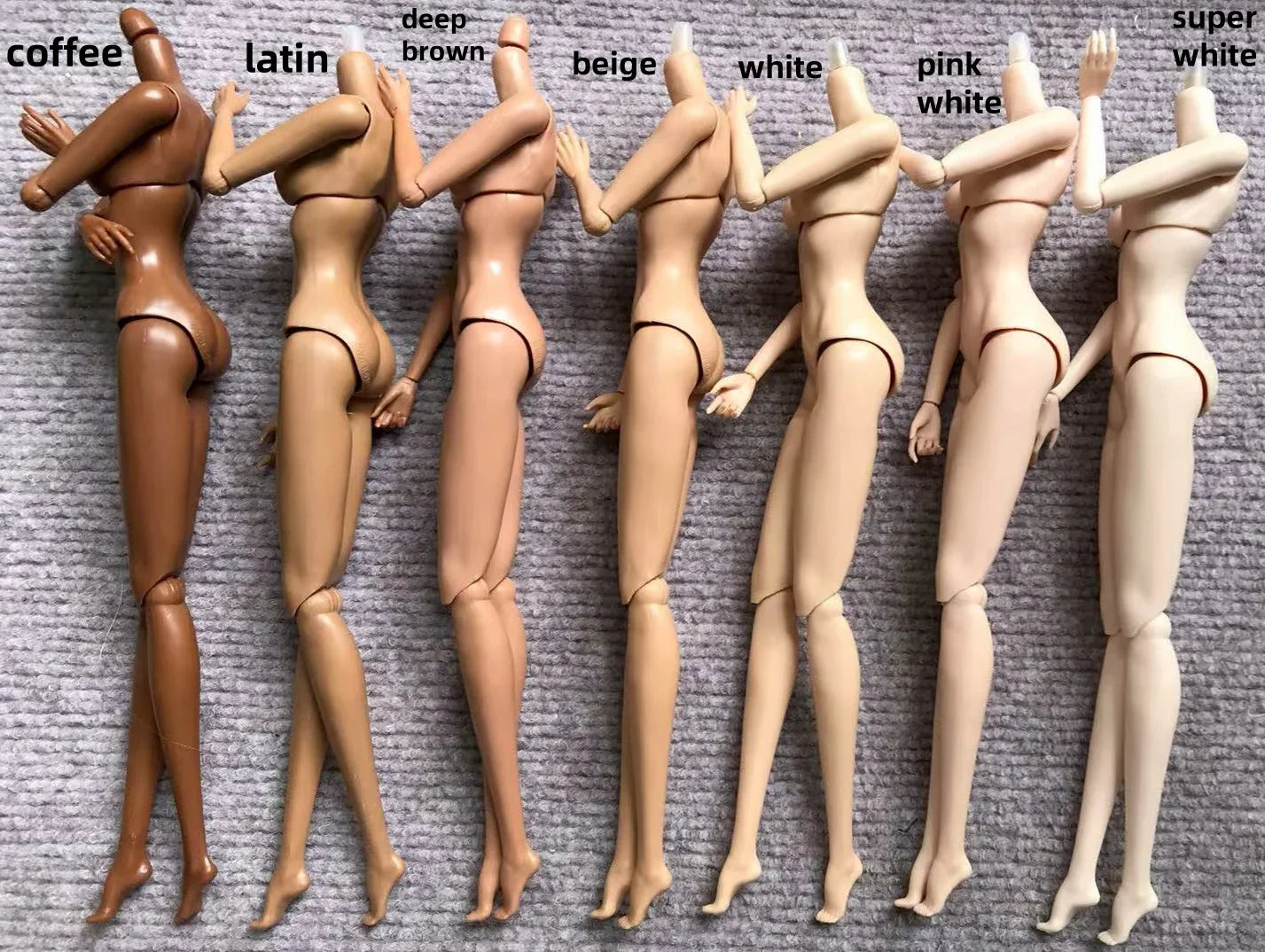 MENGF 12 Joints Movable Doll Body Pink Red White Beige Brown Coffee Green Color Doll Figures 28CM Super Model For FR IT Heads
