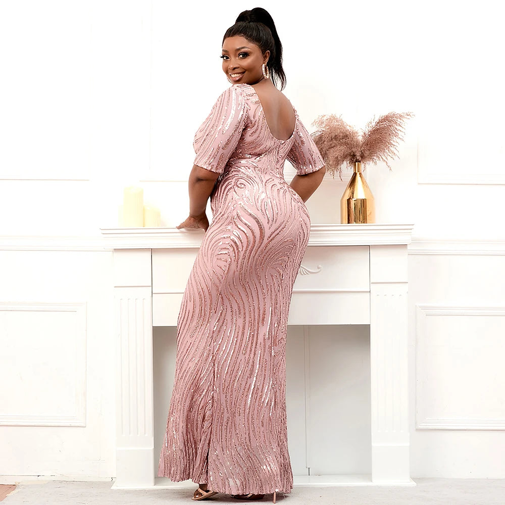 Homecoming Dresses: Half Sleeve Formal Party Maxi Dress Long Prom Dress