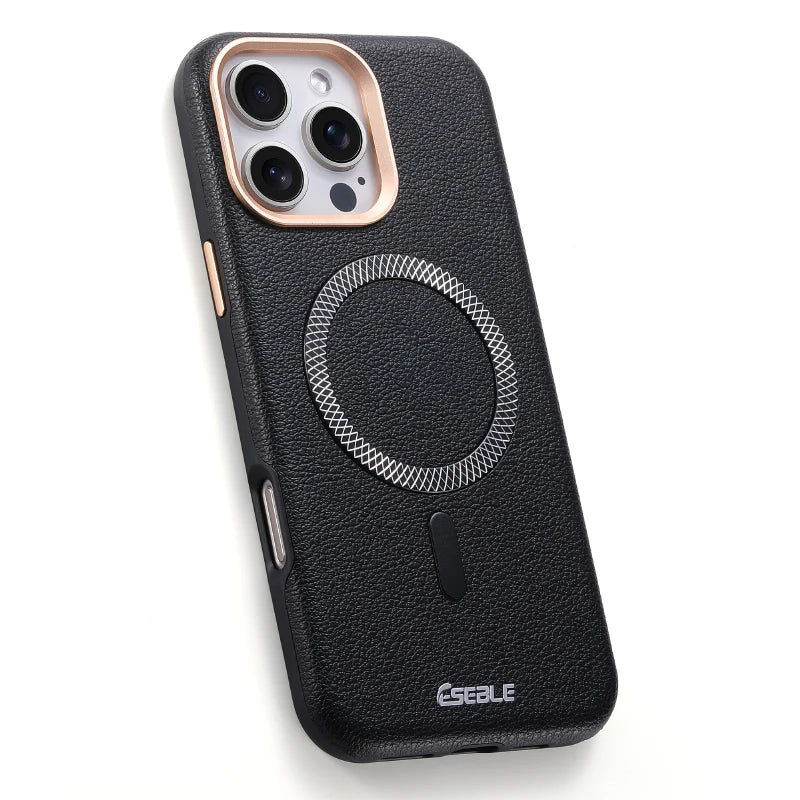 Solid Color Leather For Magsafe Magnetic Shockproof Phone Case For iPhone 17 Pro Max 15 13 14 16 Pro Max Bumper Cover