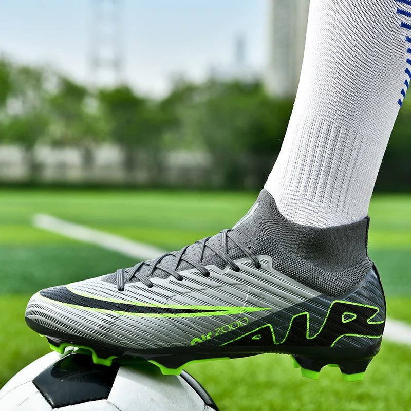 Men Light Soccer Shoes Ankle Football Field Boots Outdoor Non-slip Grass
