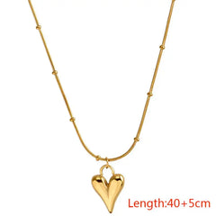 Classic Peach Heart Pendant Stainless steel Necklace Korean Fashion Jewelry