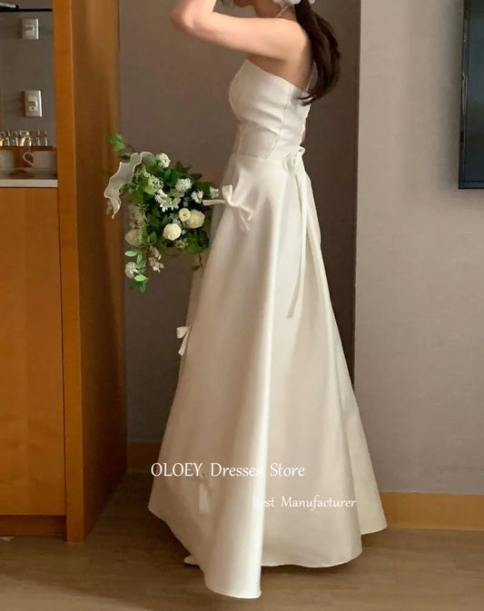 OLOEY Simple Black A Line Korea Wedding Photoshoot Dresses