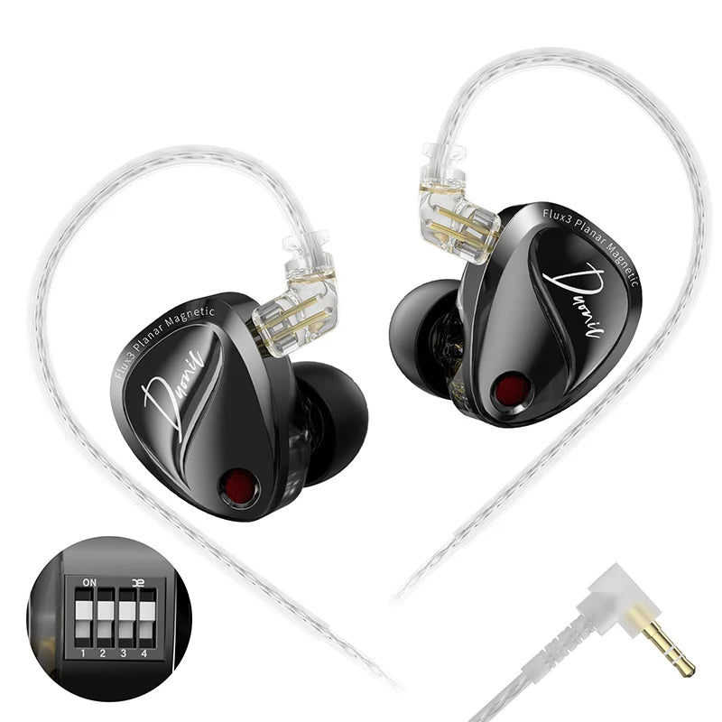KZ Duonic HIFI IEMs Triple-Magnetic Planar Driver 4-Tuning Wired Earphones with HD Dual Mic For castor pro