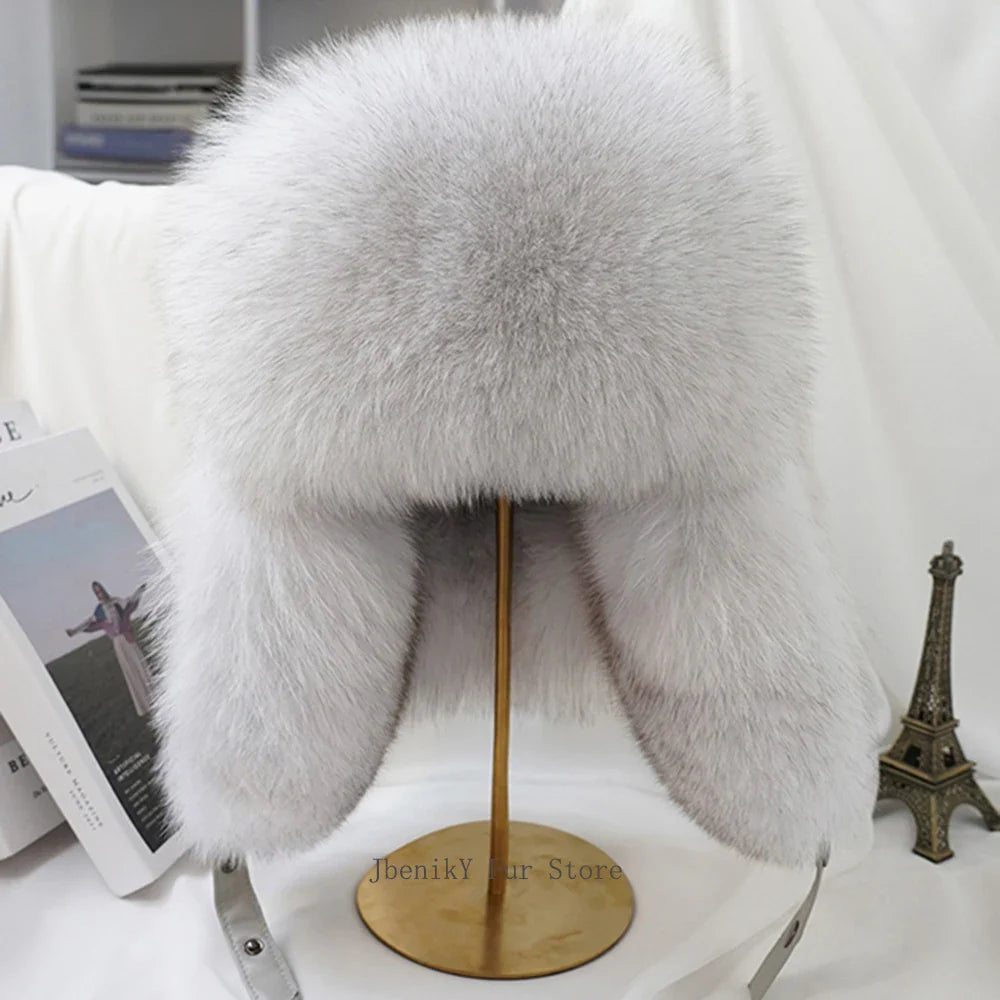 2025 Cap 100% Raccoon Dog Full Fur Fox Fur Hat Men's Fur Ear Protection Winter Thickened and Warm Russian Hat Men's Trend