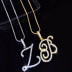 A-Z Cursive Initial Letter Name Pendant Necklace For Women Simple