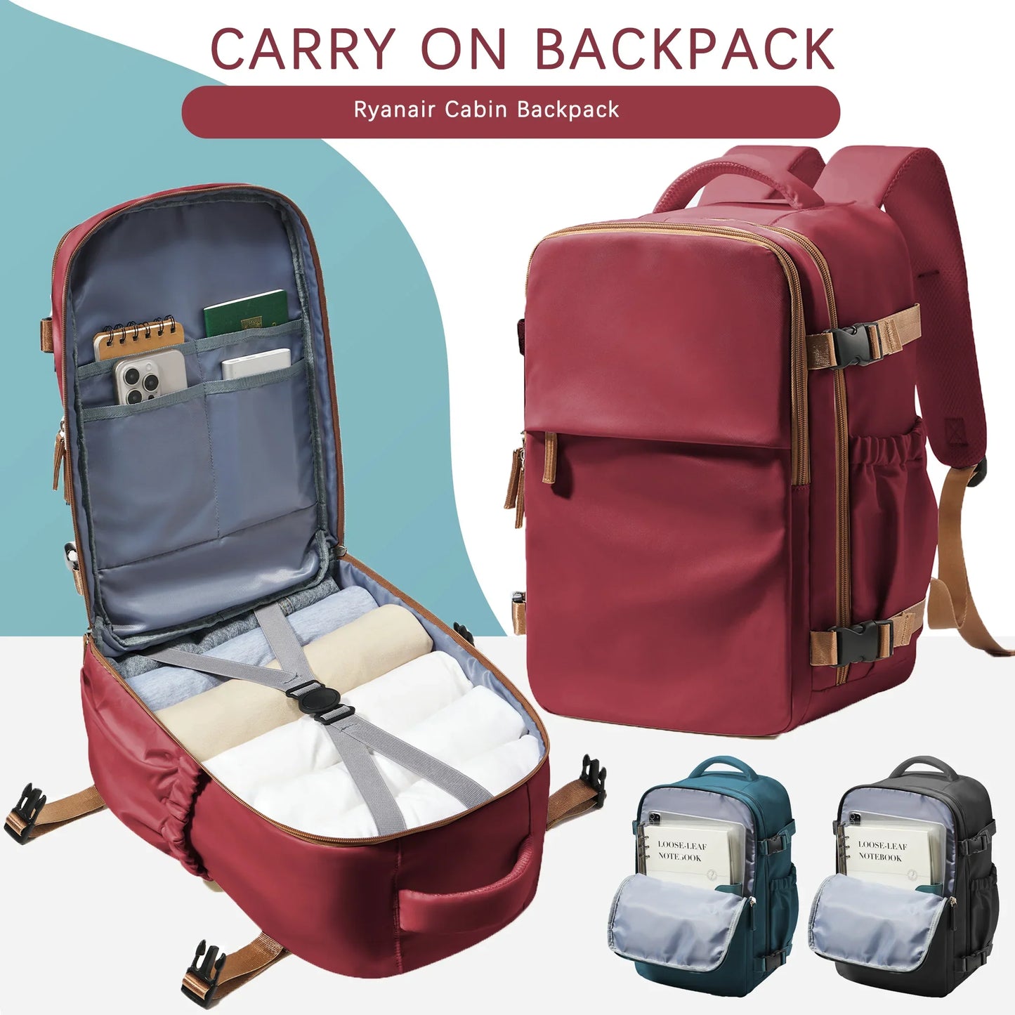Travel Backpack Cabin Bag 40x26x18 Wizzair Carry-Ons, Aeroplane Men Women 15.6 inch Laptop Backpack, Waterproof Casual Bussiness