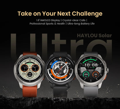 HAYLOU Solar Ultra GPS Smartwatch 1.6” AMOLED Display 5ATM Waterproof Built-in GPS Bluetooth Phone Calls Sports Smart Watch