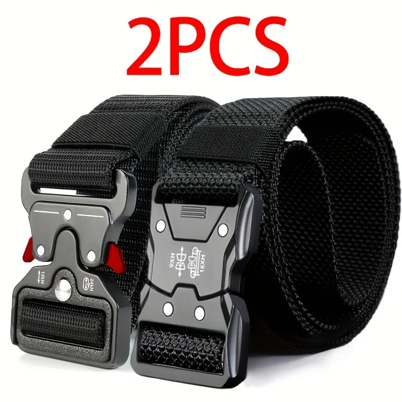 2-piece set of new men's waist belt, quick release buckle casual belt, suitable for cycling, climbing, fishing, golf and other s