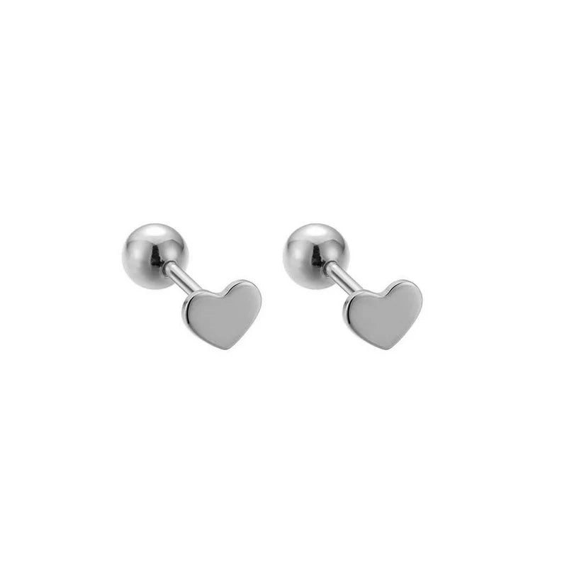 WANTME 925 Sterling Silver Fashion Simple Golden Flower Beads Small Stud Earrings for Women Teen Piercing Jewelry Accessories