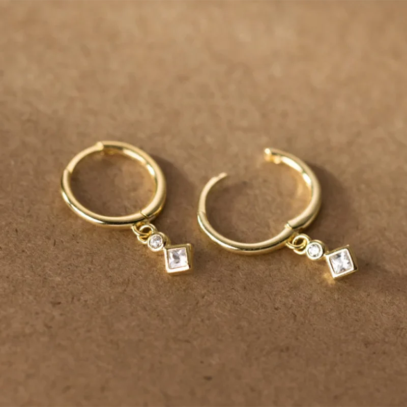 WANTME 925 Sterling Silver Luxury Zircon Statement Charms Drop Earrings for Women Fashion European Huggies Party Dangle Jewelry