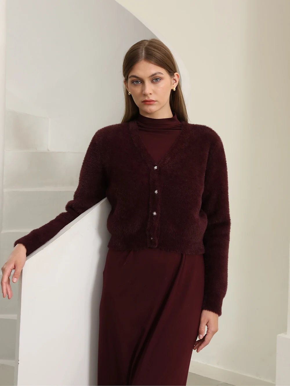 Autumn and Winter Women Mohair Cardigan Customized