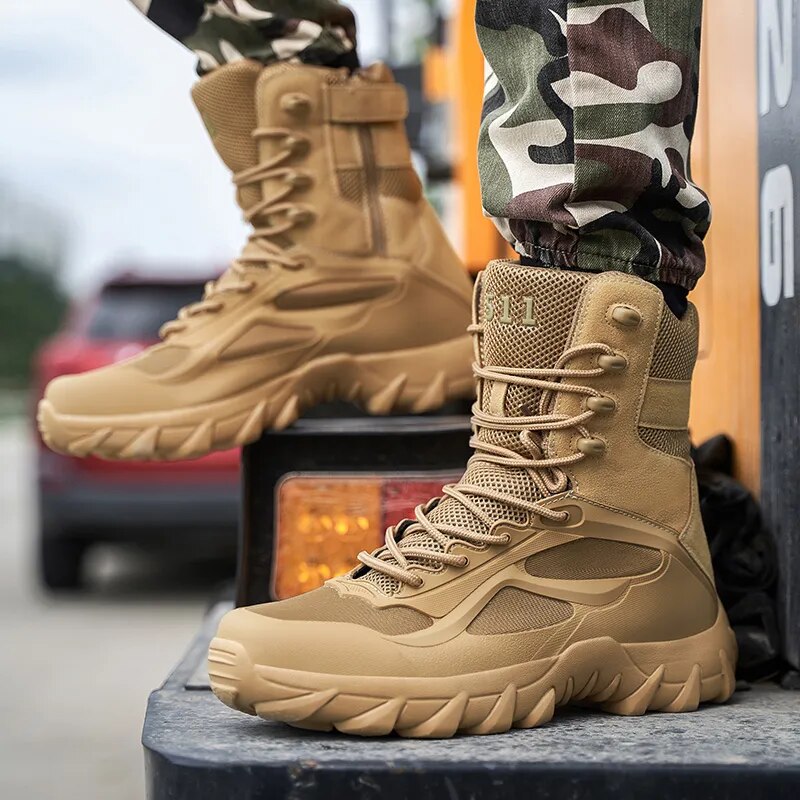 Mens Military Boots Outdoor Hiking Work Shoes Men Rubber Boots Desert Combat Boots