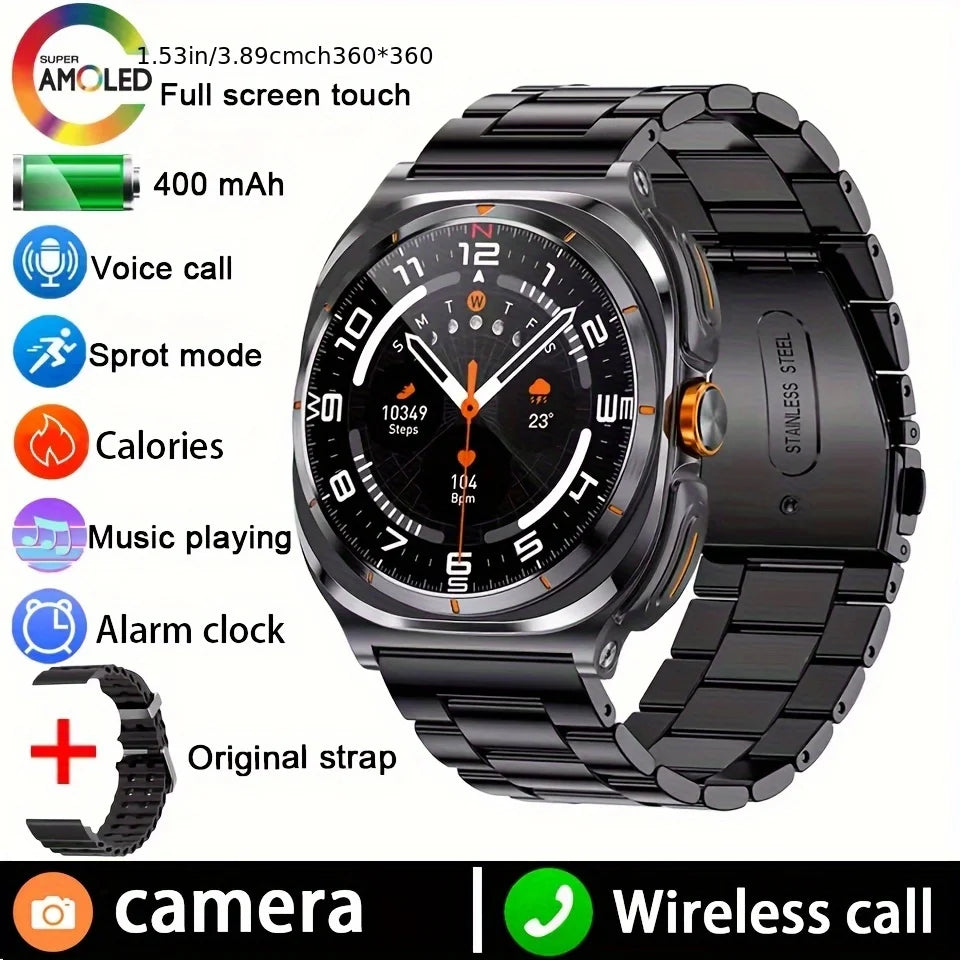 2025 New 6ATM Waterproof Smart Watch Men Outdoor SmartWatch GPS earphone Compass Heart rate LED  Bluetooth Call Sports Gift