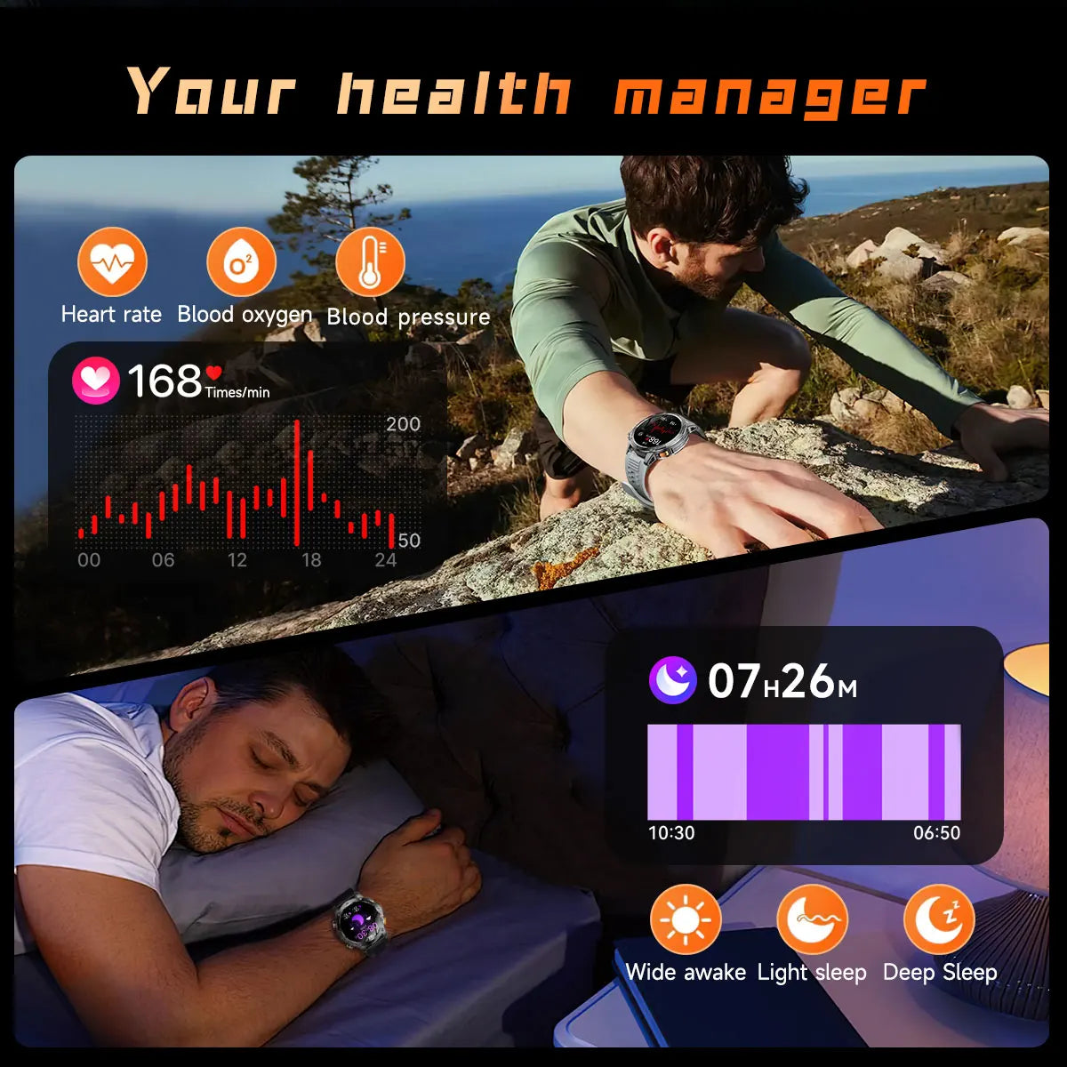 2025 New GPS Outdoor Sports Smart Watch Men AMOLED Screen NFC Flashlight Heart rate Waterproof Bluetooth Call 1000mAh SmartWatch