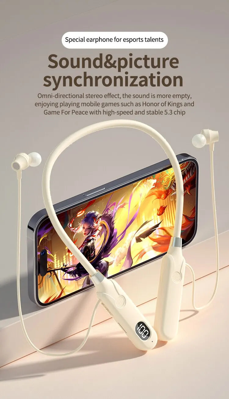 BT-12 Wireless Bluetooth Earphones Headphones Neckband Outdoor Sports Headset with Display Button Control Earbuds for Music